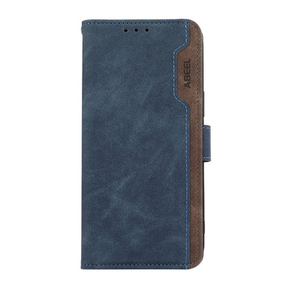 For Samsung Galaxy S21+ 5G ABEEL Color Block Magnetic RFID Leather Phone Case(Blue-Brown) - Galaxy S21+ 5G Cases by buy2fix | Online Shopping UK | buy2fix