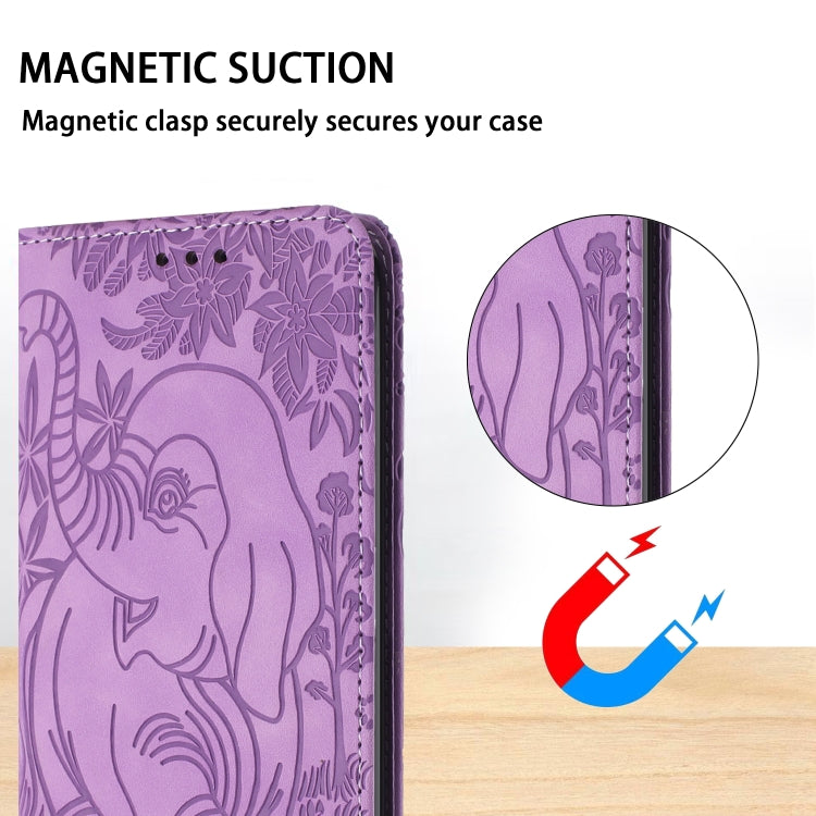 For iPhone 16 Retro Elephant Embossed Leather Phone Case(Purple) - iPhone 16 Cases by buy2fix | Online Shopping UK | buy2fix