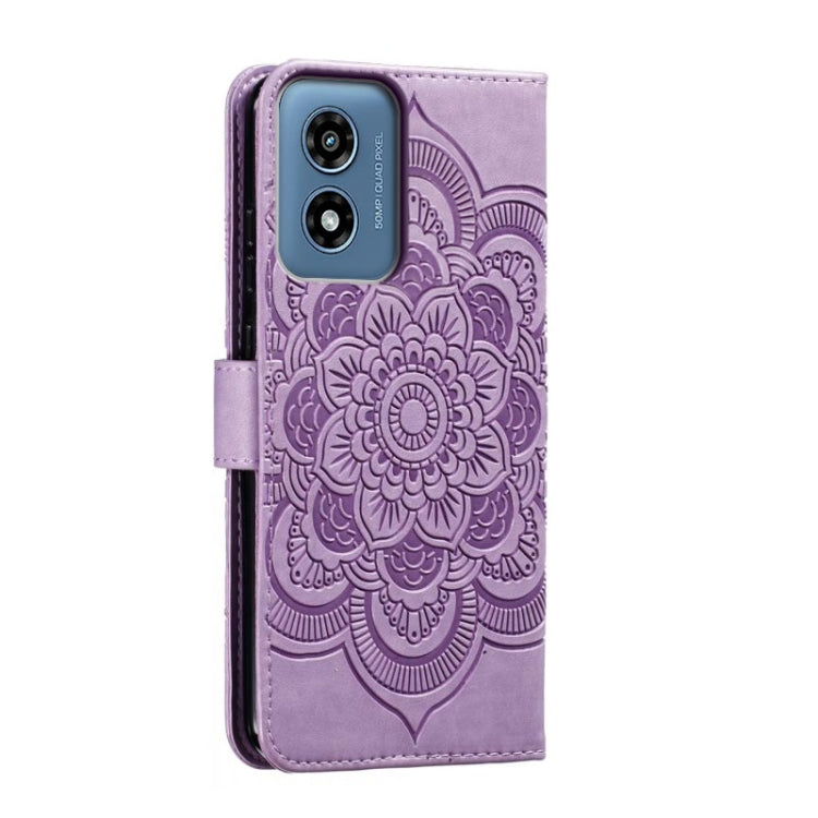 For Motorola Moto G Play 2024 Sun Mandala Embossing Pattern Phone Leather Case(Purple) - Motorola Cases by buy2fix | Online Shopping UK | buy2fix