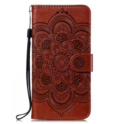 For OnePlus 12 Sun Mandala Embossing Pattern Phone Leather Case(Brown) - OnePlus Cases by buy2fix | Online Shopping UK | buy2fix