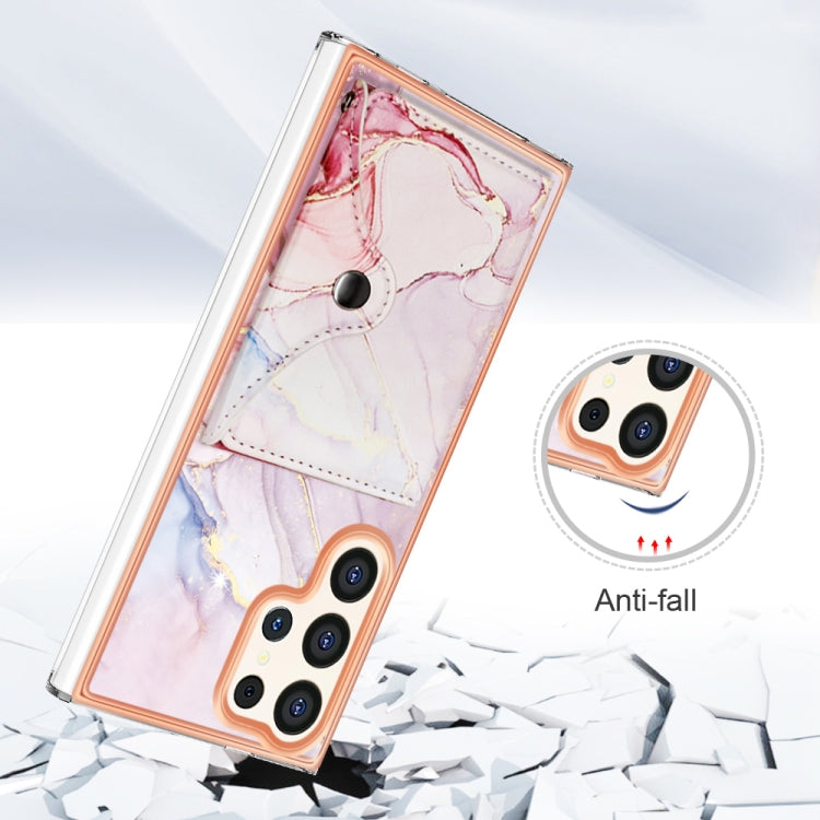 For Samsung Galaxy S23 Ultra 5G Marble Pattern IMD Card Slot Phone Case(Rose Gold) - Galaxy S23 Ultra 5G Cases by buy2fix | Online Shopping UK | buy2fix