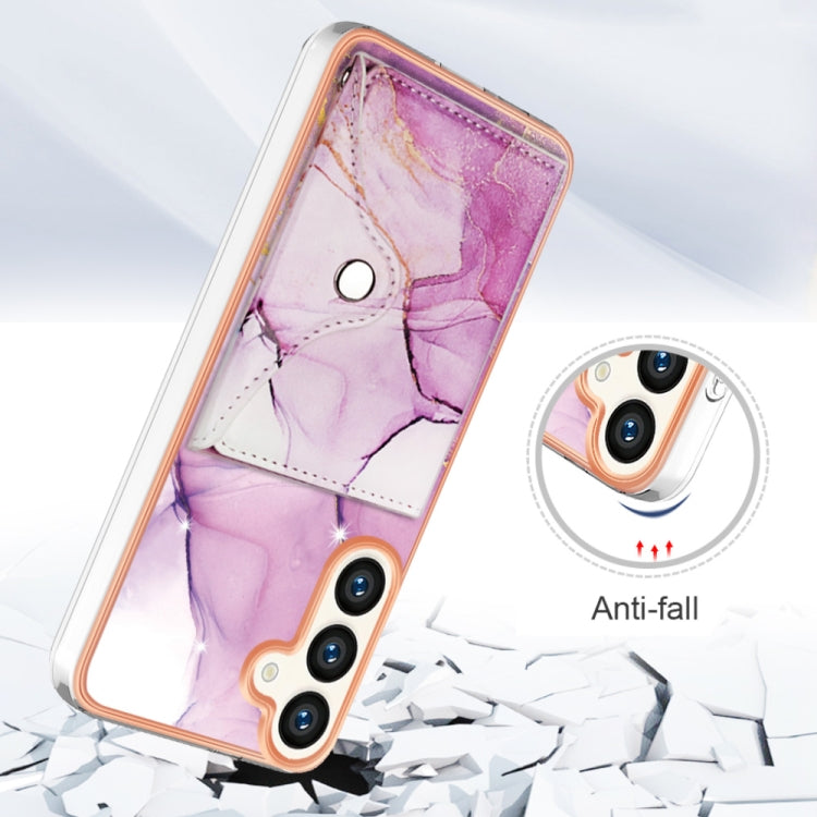 For Samsung Galaxy S24+ 5G Marble Pattern IMD Card Slot Phone Case(Pink Purple Gold) - Galaxy S24+ 5G Cases by buy2fix | Online Shopping UK | buy2fix