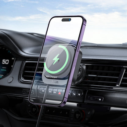 hoco HW23 Might Retractable Magnetic Wireless Fast Charging Car Air Outlet Holder(Black) - Wireless Charger Holders by hoco | Online Shopping UK | buy2fix