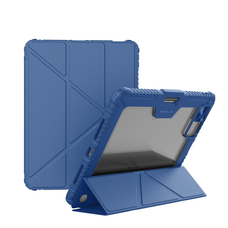 For iPad Air 13 2024 / 2025 NILLKIN Bumper Pro Multi-angle Folding Style Tablet Leather Case(Blue) - iPad Air 13 2025 / 2024 Cases by NILLKIN | Online Shopping UK | buy2fix