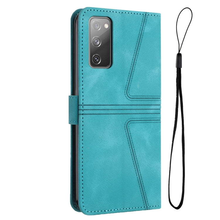 For Samsung Galaxy S20 FE 5G Triangle Solid Color Leather Phone Case(Green) - Galaxy S20 FE Cases by buy2fix | Online Shopping UK | buy2fix