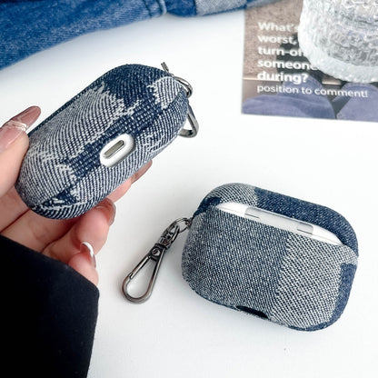 For AirPods Pro Stitching Denim Cloth Bluetooth Earphone Protective Case(Rhombus) - For AirPods Pro by buy2fix | Online Shopping UK | buy2fix