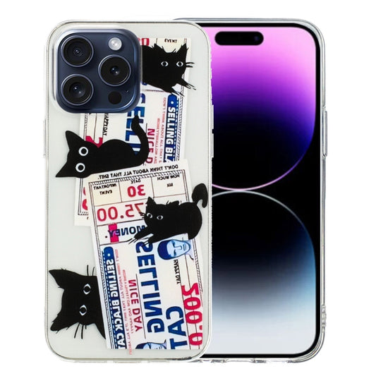 For iPhone 16 Pro Colorful Painting Pattern TPU Phone Case(Black Cat) - iPhone 16 Pro Cases by buy2fix | Online Shopping UK | buy2fix