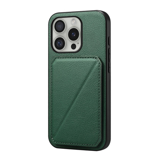 For iPhone 16 Pro Max D04 Calf Texture Dual Card Slot Holder Phone Case(Green) - iPhone 16 Pro Max Cases by buy2fix | Online Shopping UK | buy2fix