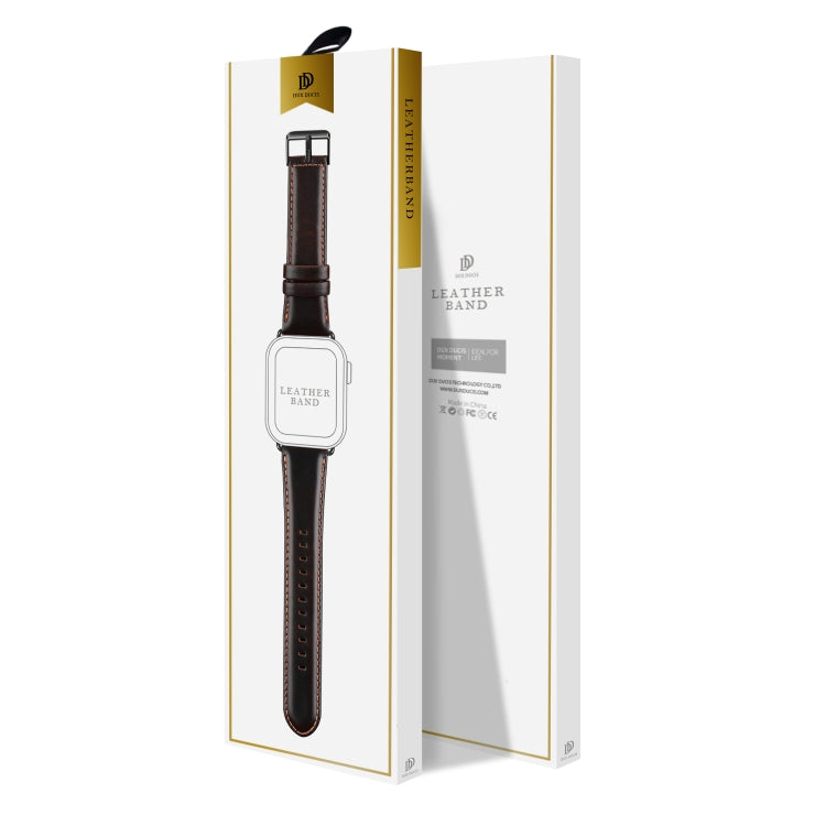 For Apple Watch Ultra 2 49mm DUX DUCIS Business Genuine Leather Watch Strap(Coffee) - Watch Bands by DUX DUCIS | Online Shopping UK | buy2fix