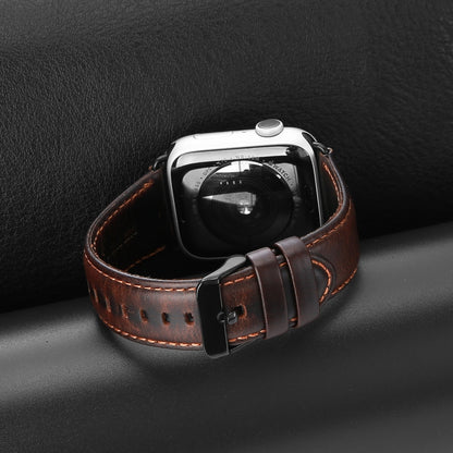 For Apple Watch Series 7 45mm DUX DUCIS Business Genuine Leather Watch Strap(Coffee) - Watch Bands by DUX DUCIS | Online Shopping UK | buy2fix