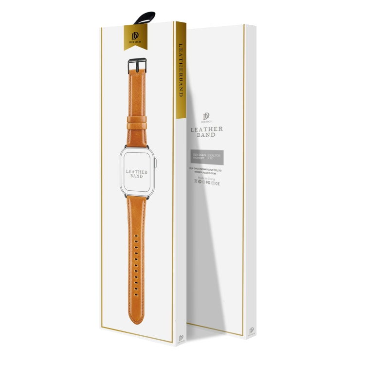 For Apple Watch Series 4 40mm DUX DUCIS Business Genuine Leather Watch Strap(Khaki) - Watch Bands by DUX DUCIS | Online Shopping UK | buy2fix