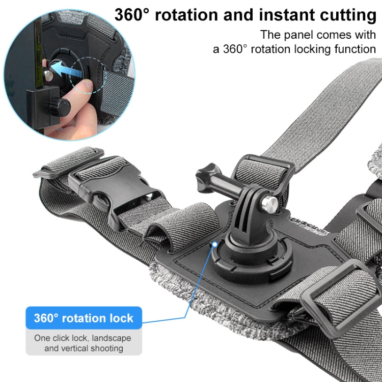 6 in 1 360 Phone Clamp Adjustable Body Mount Belt Chest Strap with Mount & Screw(Grey) - Chest Belt by RUIGPRO | Online Shopping UK | buy2fix