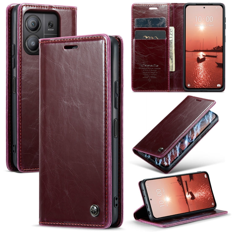 For Xiaomi Redmi Note 13 Pro 5G CaseMe 003 Crazy Horse Texture Flip Leather Phone Case(Mulberry Red) - Xiaomi Cases by CaseMe | Online Shopping UK | buy2fix