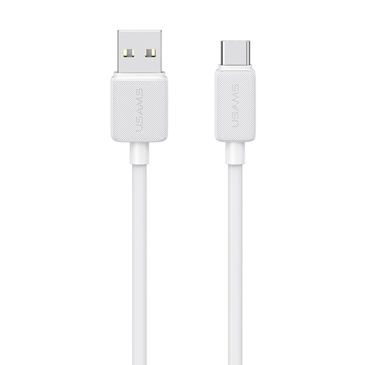 USAMS US-SJ693 USB to USB-C / Type-C 3A Striped Fast Charge Data Cable, Length:2m(White) - USB-C & Type-C Cable by USAMS | Online Shopping UK | buy2fix