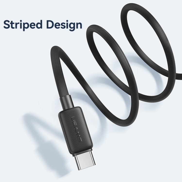 USAMS US-SJ693 USB to USB-C / Type-C 3A Striped Fast Charge Data Cable, Length:2m(Black) - USB-C & Type-C Cable by USAMS | Online Shopping UK | buy2fix