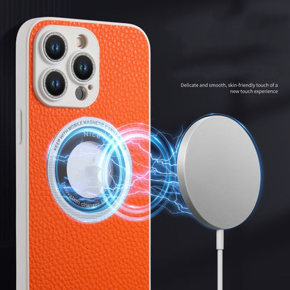 For iPhone 15 Plus Litchi Texture MagSafe TPU Full Coverage Shockproof Phone Case(Orange) - iPhone 15 Plus Cases by buy2fix | Online Shopping UK | buy2fix