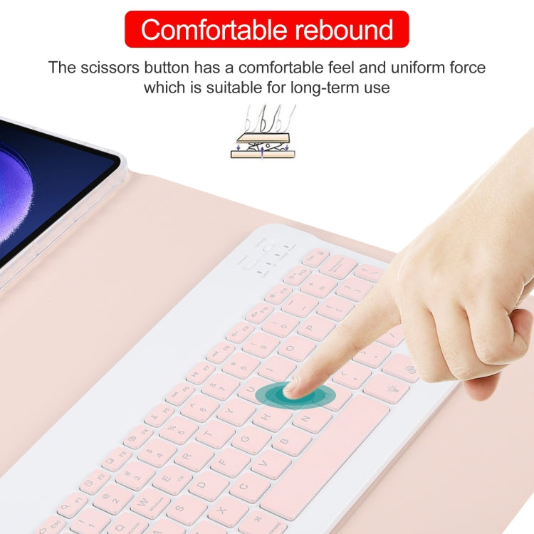 For Xiaomi Pad 6 Square Button Backlight Bluetooth Keyboard Rotatable Holder Leather Case(Rose Gold) - Others Keyboard by buy2fix | Online Shopping UK | buy2fix