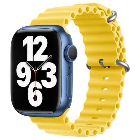 For Apple Watch Series 7 45mm ZGA Ocean Silicone Watch Band(Yellow) - Watch Bands by ZGA | Online Shopping UK | buy2fix