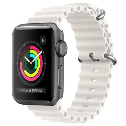 For Apple Watch Series 3 42mm ZGA Ocean Silicone Watch Band(White) - Watch Bands by ZGA | Online Shopping UK | buy2fix