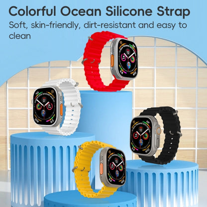 For Apple Watch Series 8 45mm ZGA Ocean Silicone Watch Band(Yellow) - Watch Bands by ZGA | Online Shopping UK | buy2fix