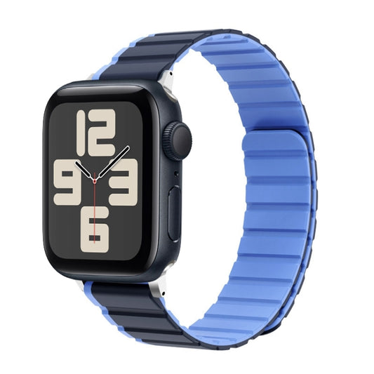 For Apple Watch SE 2023 44mm ZGA Two Color Magnetic Silicone Watch Band(Dark Blue+Light Blue) - Watch Bands by ZGA | Online Shopping UK | buy2fix