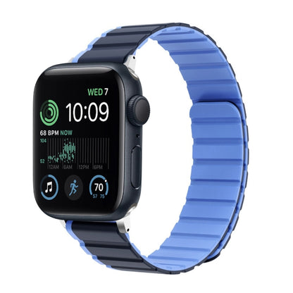 For Apple Watch SE 2022 44mm ZGA Two Color Magnetic Silicone Watch Band(Dark Blue+Light Blue) - Watch Bands by ZGA | Online Shopping UK | buy2fix