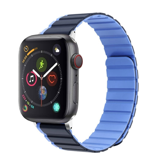 For Apple Watch Series 4 44mm ZGA Two Color Magnetic Silicone Watch Band(Dark Blue+Light Blue) - Watch Bands by ZGA | Online Shopping UK | buy2fix