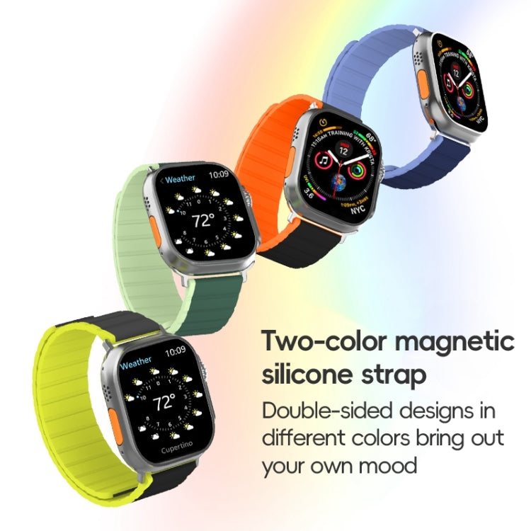 For Apple Watch Series 2 42mm ZGA Two Color Magnetic Silicone Watch Band(Dark Blue+Light Blue) - Watch Bands by ZGA | Online Shopping UK | buy2fix