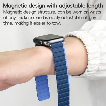 For Apple Watch Series 3 42mm ZGA Two Color Magnetic Silicone Watch Band(Dark Blue+Light Blue) - Watch Bands by ZGA | Online Shopping UK | buy2fix