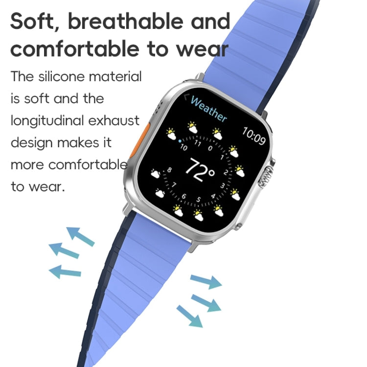 For Apple Watch Series 7 45mm ZGA Two Color Magnetic Silicone Watch Band(Dark Blue+Light Blue) - Watch Bands by ZGA | Online Shopping UK | buy2fix