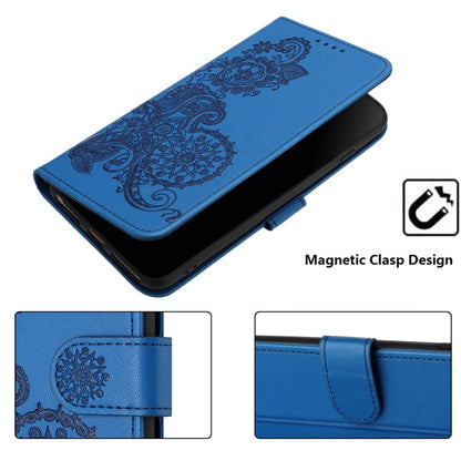 For iPhone 16 Pro Max Datura Flower Embossed Flip Leather Phone Case(Blue) - iPhone 16 Pro Max Cases by buy2fix | Online Shopping UK | buy2fix