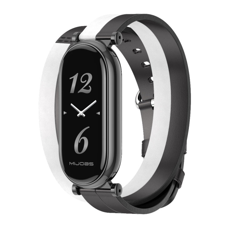 For Xiaomi Mi Band 8 / 9 / 9 NFC Mijobs GT4 Dual-Loop Leather Watch Band(Black+White+Black) - Watch Bands by MIJOBS | Online Shopping UK | buy2fix