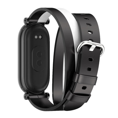 For Xiaomi Mi Band 8 / 9 / 9 NFC Mijobs GT4 Dual-Loop Leather Watch Band(Black+White+Black) - Watch Bands by MIJOBS | Online Shopping UK | buy2fix