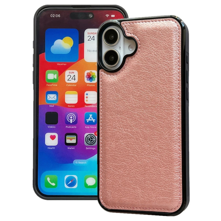 For iPhone 16 Plus Cowhide Texture Back Cover Phone Case(Rose Gold) - iPhone 16 Plus Cases by buy2fix | Online Shopping UK | buy2fix