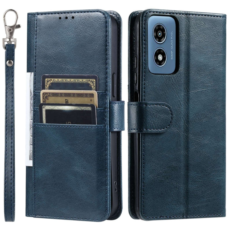 For Motorola Moto G Play 2024 Simple 6-Card Wallet Leather Phone Case(Navy Blue) - Motorola Cases by buy2fix | Online Shopping UK | buy2fix