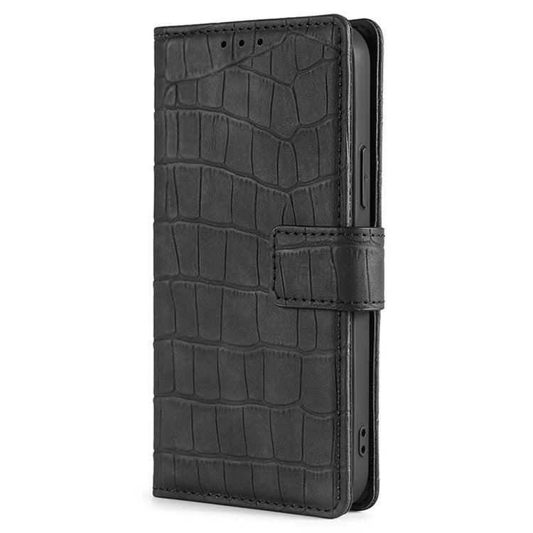 For Motorola Moto G Play 4G 2024 Skin Feel Crocodile Magnetic Clasp Leather Phone Case(Black) - Motorola Cases by buy2fix | Online Shopping UK | buy2fix