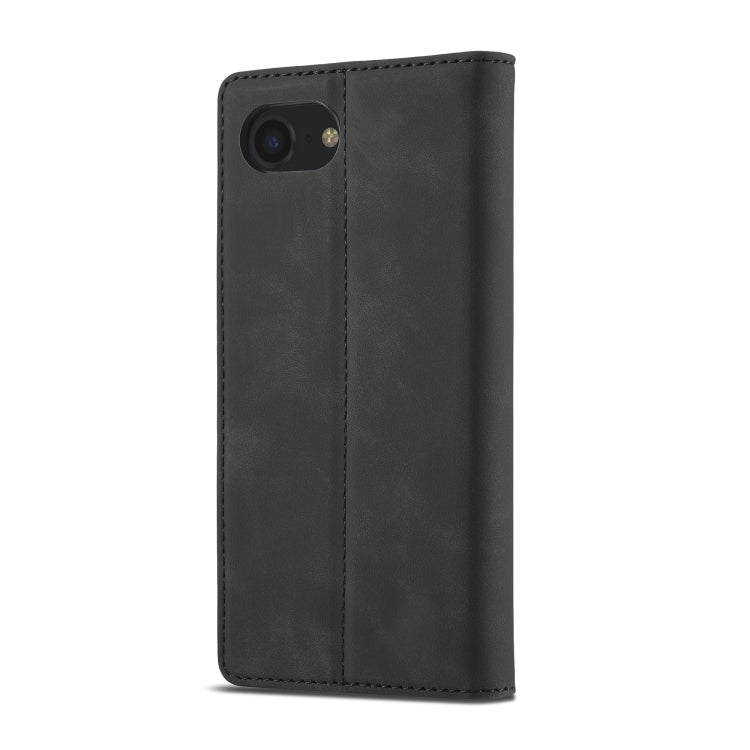 For iPhone 16e LC.IMEEKE Strong Magnetism Microfiber Leather Phone Case(Black) - iPhone 16e Cases by LC.IMEEKE | Online Shopping UK | buy2fix