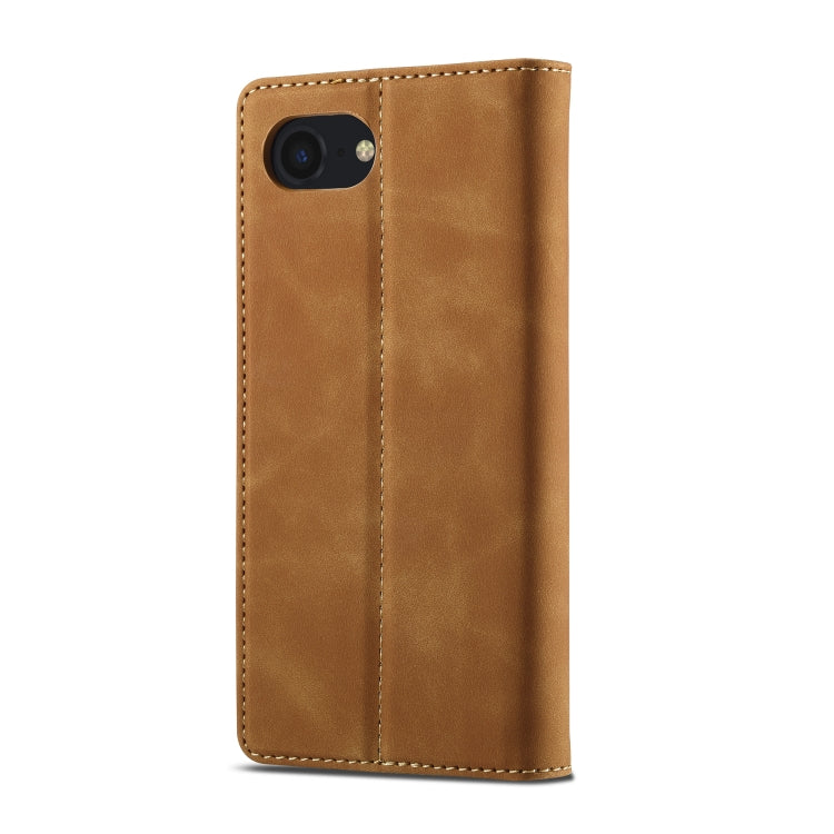 For iPhone 16e LC.IMEEKE Strong Magnetism Microfiber Leather Phone Case(Brown) - iPhone 16e Cases by LC.IMEEKE | Online Shopping UK | buy2fix