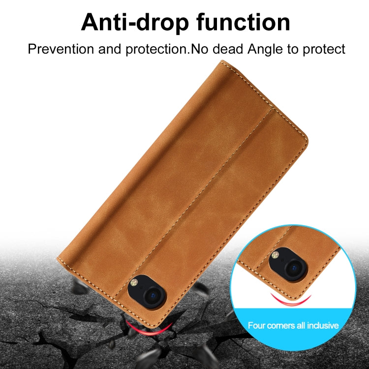 For iPhone 16e LC.IMEEKE Strong Magnetism Microfiber Leather Phone Case(Brown) - iPhone 16e Cases by LC.IMEEKE | Online Shopping UK | buy2fix