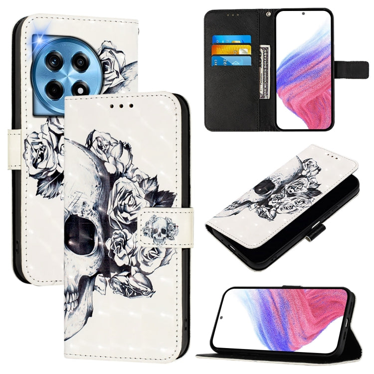 For OnePlus 12 5G Global 3D Painting Horizontal Flip Leather Phone Case(Skull) - OnePlus Cases by buy2fix | Online Shopping UK | buy2fix