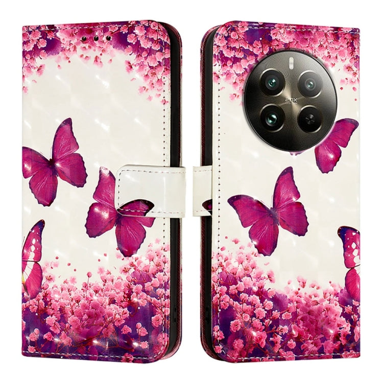 For Realme 12 Pro / Realme 12 Pro+ 3D Painting Horizontal Flip Leather Phone Case(Rose Butterfly) - Realme Cases by buy2fix | Online Shopping UK | buy2fix