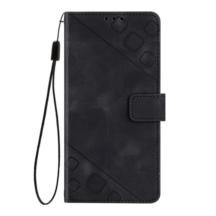 For OnePlus 12 5G Global Skin-feel Embossed Leather Phone Case(Black) - OnePlus Cases by buy2fix | Online Shopping UK | buy2fix