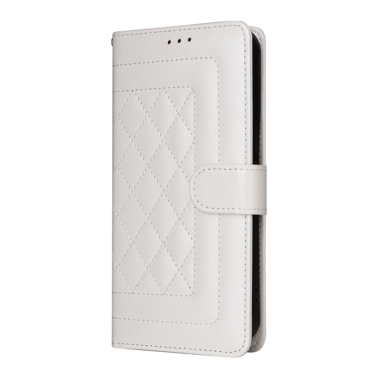 For iPhone 16 Pro Max Diamond Lattice Leather Flip Phone Case(White) - iPhone 16 Pro Max Cases by buy2fix | Online Shopping UK | buy2fix