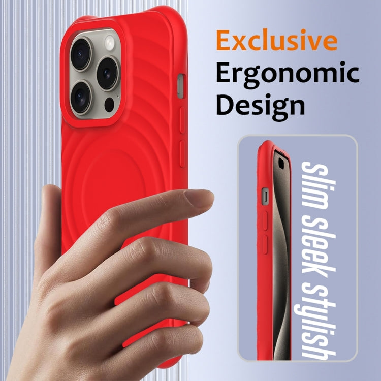 For iPhone 13 Pro Max Wave Texture MagSafe Magnetic Liquid Silicone Phone Case(Red) - iPhone 13 Pro Max Cases by buy2fix | Online Shopping UK | buy2fix