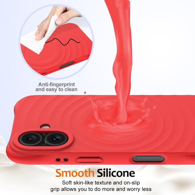 For iPhone 16 Wave Texture MagSafe Magnetic Liquid Silicone Phone Case(Red) - iPhone 16 Cases by buy2fix | Online Shopping UK | buy2fix