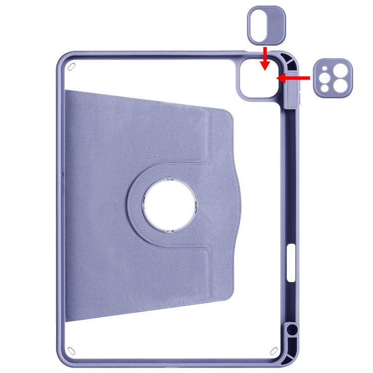 For iPad Air 11 2024 Acrylic 360 Degree Rotation Holder Leather Tablet Case(Lavender Purple) - iPad Air 11 2024 Cases by buy2fix | Online Shopping UK | buy2fix