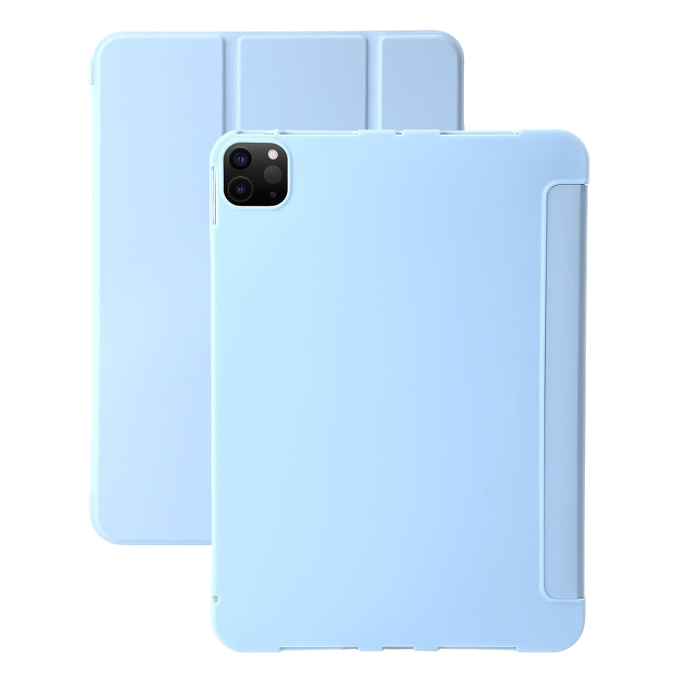 For iPad Pro 11 2024 Three-fold Holder Flip Tablet Leather Case(Sky Blue) - iPad Pro 11 2024 Cases by buy2fix | Online Shopping UK | buy2fix