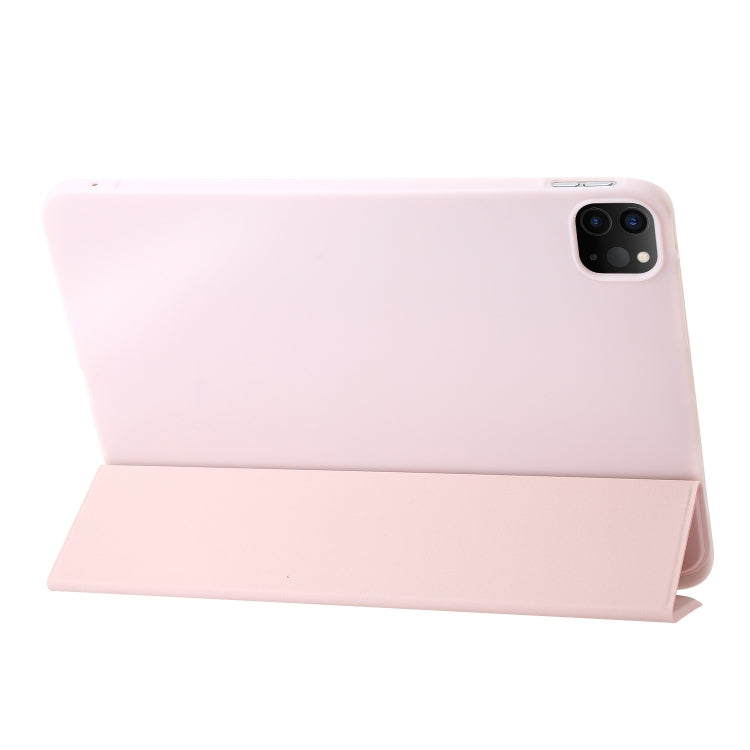 For iPad Pro 11 2024 Three-fold Holder Flip Tablet Leather Case(Light Pink) - iPad Pro 11 2024 Cases by buy2fix | Online Shopping UK | buy2fix