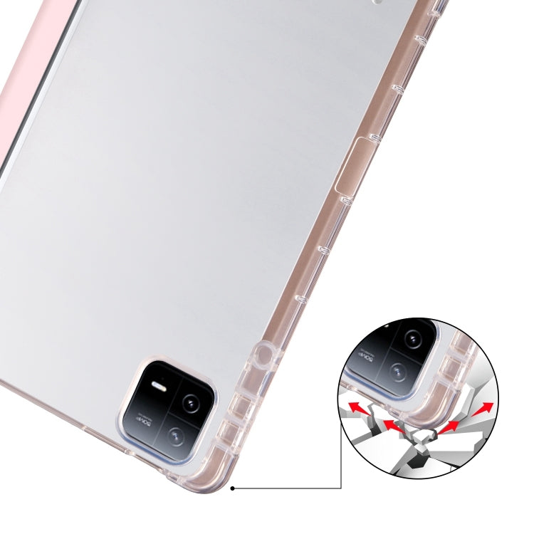 For iPad Pro 11 2024 3-fold Clear TPU Smart Leather Tablet Case with Pen Slot(Sand Pink) - iPad Pro 11 2024 Cases by buy2fix | Online Shopping UK | buy2fix