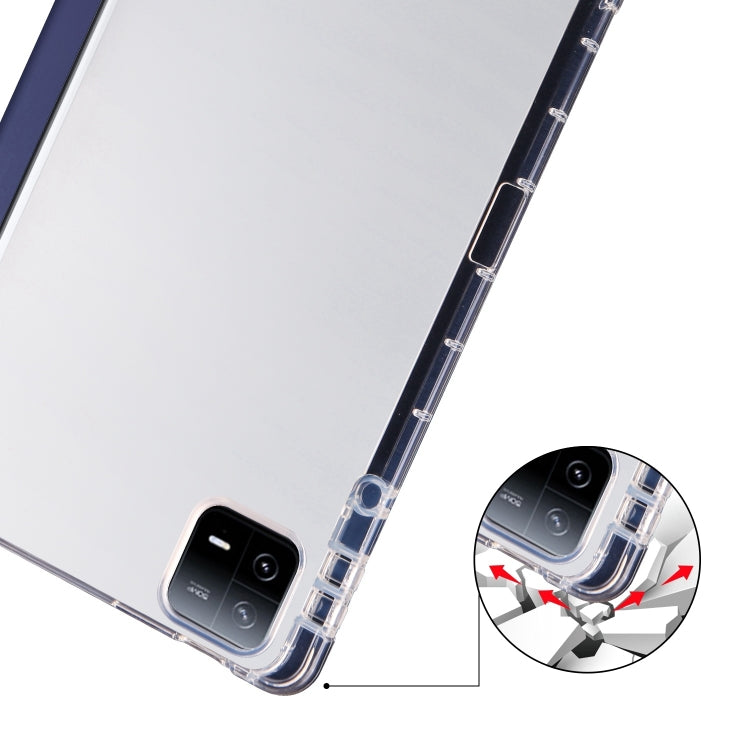 For iPad Pro 11 2024 3-fold Clear TPU Smart Leather Tablet Case with Pen Slot(Dark Blue) - iPad Pro 11 2024 Cases by buy2fix | Online Shopping UK | buy2fix